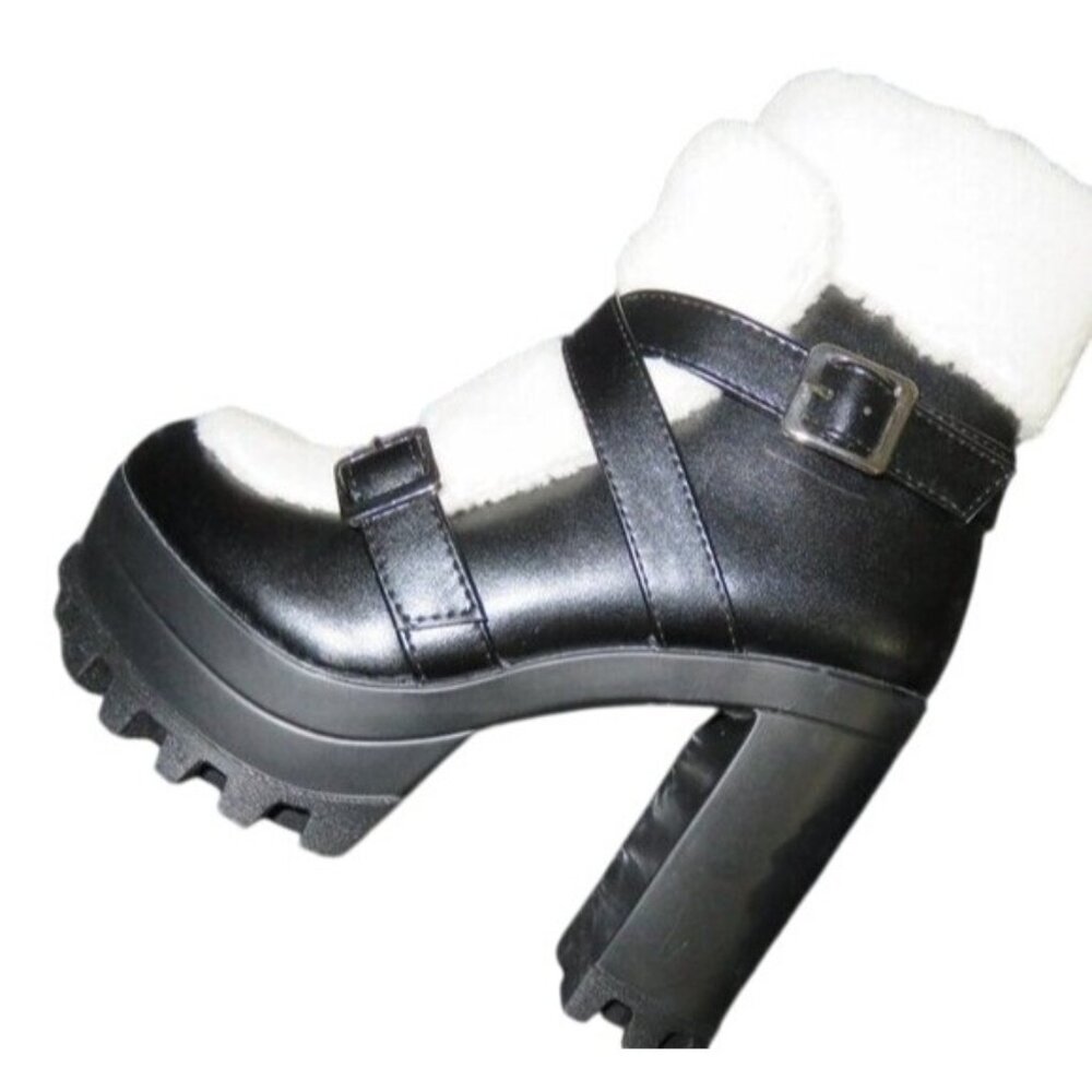 Dolls Kill Black and White Heeled Boots - Picture 7 of 15